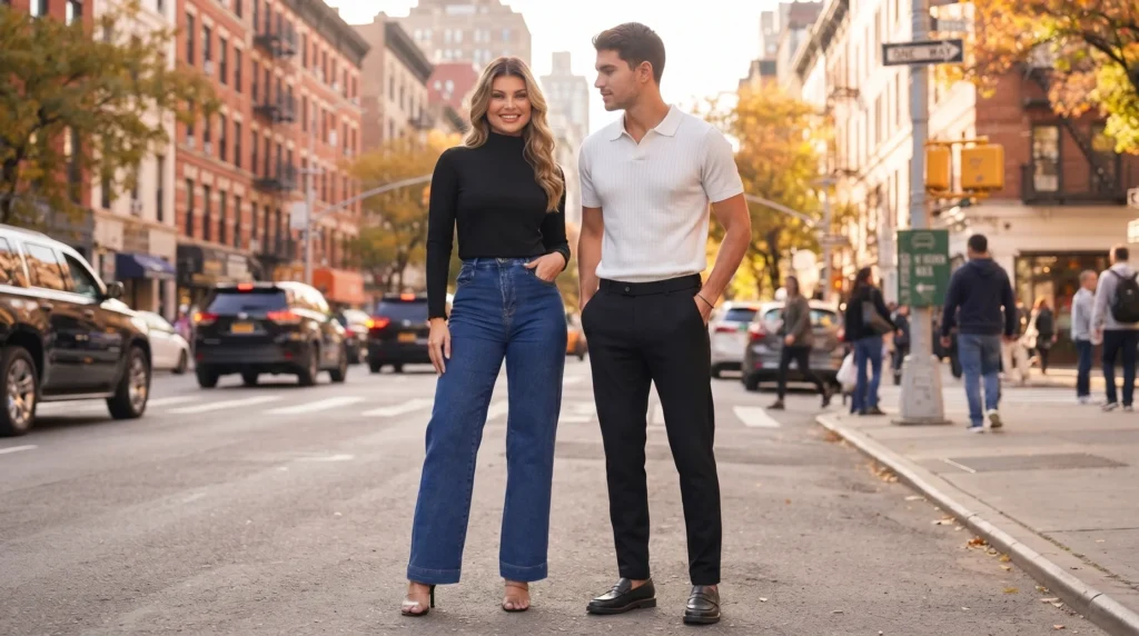 dicas para transmitir elegância - Casal com Roupas Elegantes