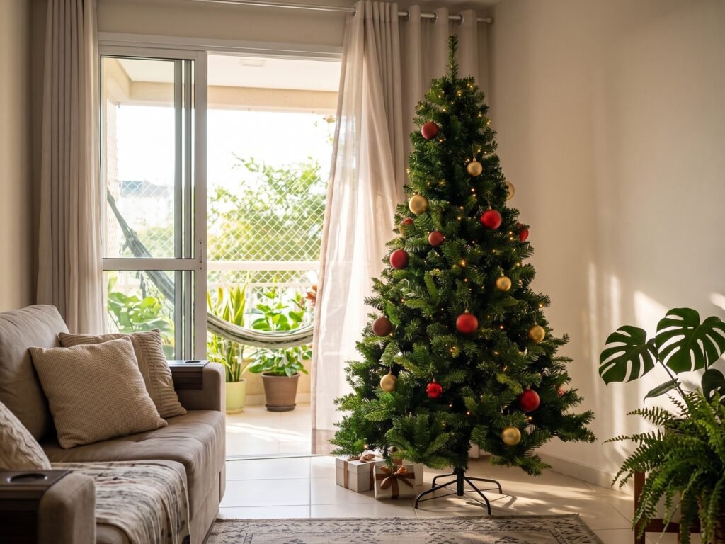 Árvore de Natal: como escolher a perfeita para a sua sala Árvore Canadense 2,10m 1150 Galhos