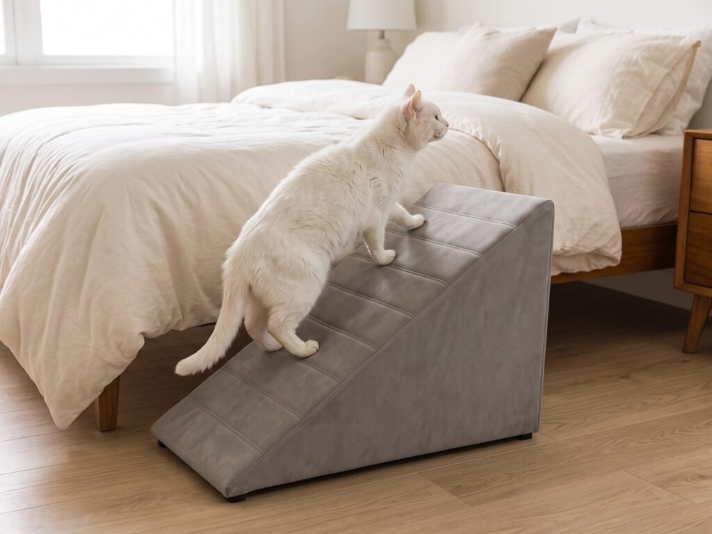 Produtos para gatos: 5 achados que transformam a sua casa Rampa Pet Suede 52 cm de Altura